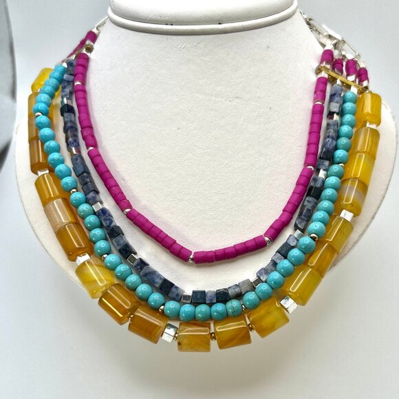 Nakamol Natural Gemstone Multi-Strand Necklace Stunning - Picture 14 of 15